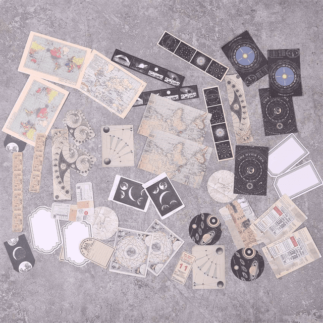 Vintage Scrapbook Supplies Pack (200 Pcs) for Art Journaling Junk Journal Planners DIY Paper Stickers (A)