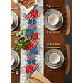 thumbnail image 2 of Table Runner Dresser Scarves 120 Inch Long,Independence Day Blue Red Patriotic Flag Linen Dining Table Runners Star Stripe Leaves on Lattice Tabletop Scarf for Wedding Holiday Party Kitchen, 2 of 9