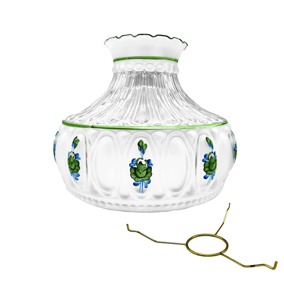 Light of Mine - Princess Feather Oil Lamp Replacement Kit Including 10" Green Floral Shade and 10" Round Tripod