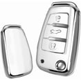 thumbnail image 3 of Key Fob Cover Compatible with Fit for Audi Q3 Q7 R8 A6L TT, Sliver-Edge, 3 Button, Flip Key Fob, Keyless, Key Case, Leather Keychain, Keychain Case Holder Protector,Beige-b, 3 of 6