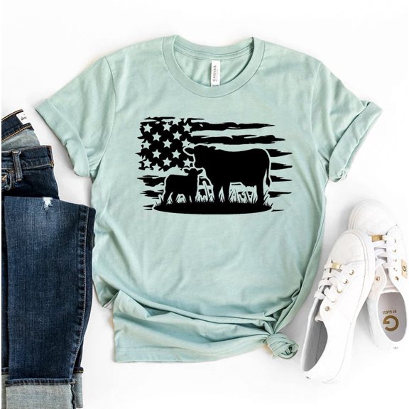 Usa Cow Farm T-Shirt, 4Th Of July , Independence Day Shirt, America Flag Tee, Farm Cow Top, Cow Lovers Shirts, Farm Shirts, Cow Shirt All Size S-5XL