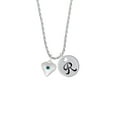 thumbnail image 2 of Delight Jewelry Silvertone Large December - Teal Crystal Heart Silvertone Script Initial Disc - R - Charm Necklace, 20"+3", 2 of 4