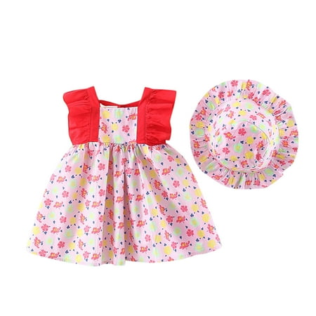 

KmaiSchai Toddler Leggings Ruffles Vacation Toddler Princess Dress Dresses Summer Set Sleeveless Girls Hat Floral Girls Dresses Preschool Dress Princess Smocked Flower Girl Dresses For Wedding
