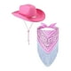 thumbnail image 1 of Sombrero de vaquero de ala grande, con bufanda Protección solar Sombrero para el sol para adultos Pesca Senderismo Rosa Yuyangstore Sombrero de vaquero occidental, 1 of 8
