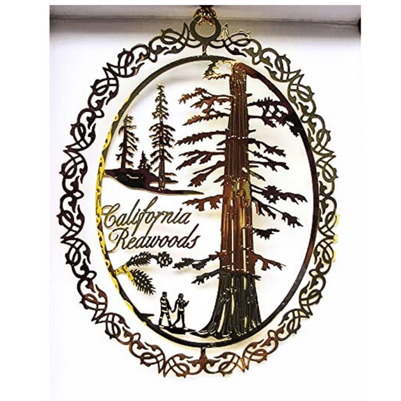 I Love My State California Redwood Trees Ornament Brass Keepsake Ornament