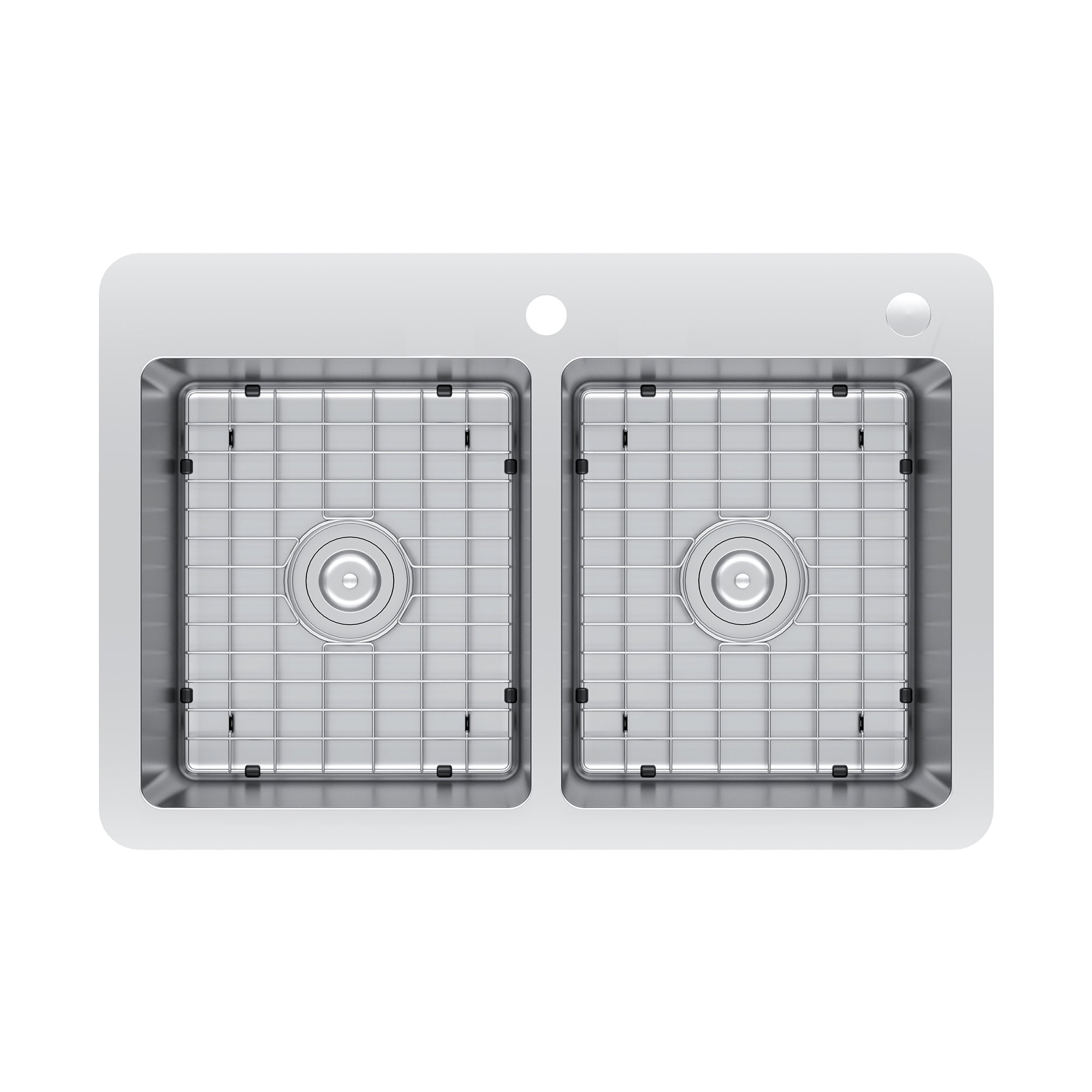 Kingston Brass GKDD332292H Calgary 33-Inch Stainless Steel Double Bowl Dual Mount Kitchen Sink with Drain in Brushed