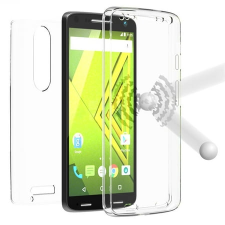 Cell Phone Cases For Droid Max NEW BEYOND CELL TRI-MAX TRANSPARENT CLEAR CASE SCREEN GUARD PROTECTOR TPU SLIM COVER FOR VERIZON MOTOROLA DROID TURBO 2 PHONE (aka MOTO X FORCE) XT1580 XT1585 ()