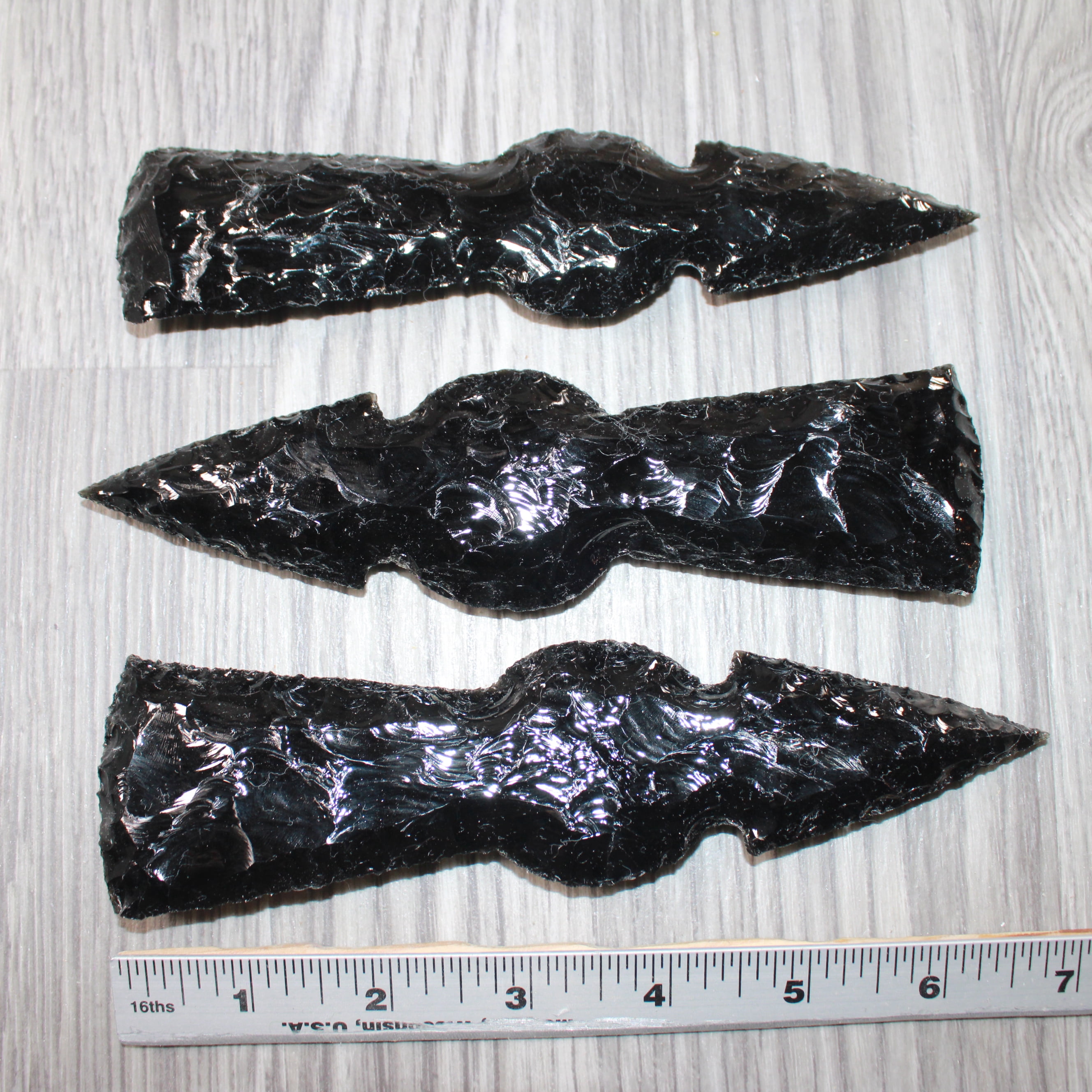 3 Obsidian Ornamental Tomahawk Heads  #3463    Axe Hatchet Ax