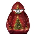 thumbnail image 4 of Sudadera con capucha para niños, con estampado navideño de invierno, larga, con terciopelo, informal y cómoda, de manga larga, de poliéster., 4 of 5