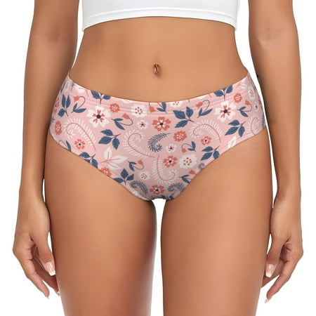 Tropical plants pink Womens Briefs Underwear  No Show Seamless Underwear for Women  Soft Stretch Women s Panties  Classic Hipster Panties Bikini Underwear Briefs for Ladies