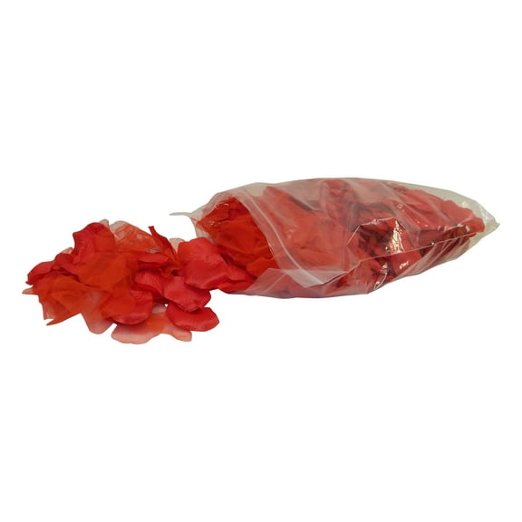 Candy Apple Red Rose Petals Polysilk Faux Fake Flower 400 Opaque & 100 Sheer 2.25in Petals per Bag for Craft Table Engagement Ceremony Wedding Aisle Floral Romantic Decor (Red, Set of 2 Bags)