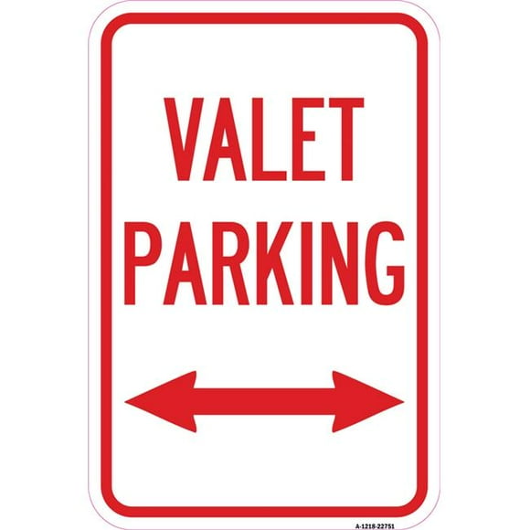 SignMission A-1218-22751 12 x 18 in. Aluminum Sign - Valet Parking with Bidirectional Arrow