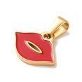 thumbnail image 2 of 10pcs PVD Vacuum Plating 304 Stainless Steel Pendants with Enamel Golden Lip Charm Red 14x18x1.5mm Hole: 6x3mm, 2 of 3