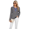 thumbnail image 1 of Qudderr T-Shirts Décontractés pour Femmes à Manches Longues à Col en V T-Shirts Chandail Rayé Automne Hiver Chandail à Couleurs Contrastées pour Femmes P-2TG, 1 of 9