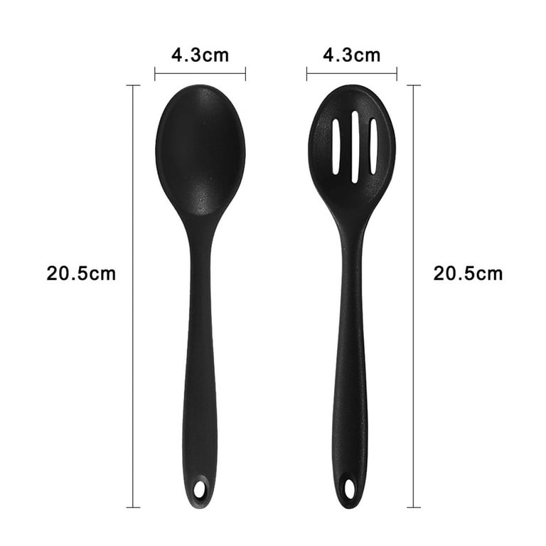 Silicone Mini Kitchen Utensils set of 2 Small kitchen tools Nonstick  Cookware with Hanging Hole, Black+Black 
