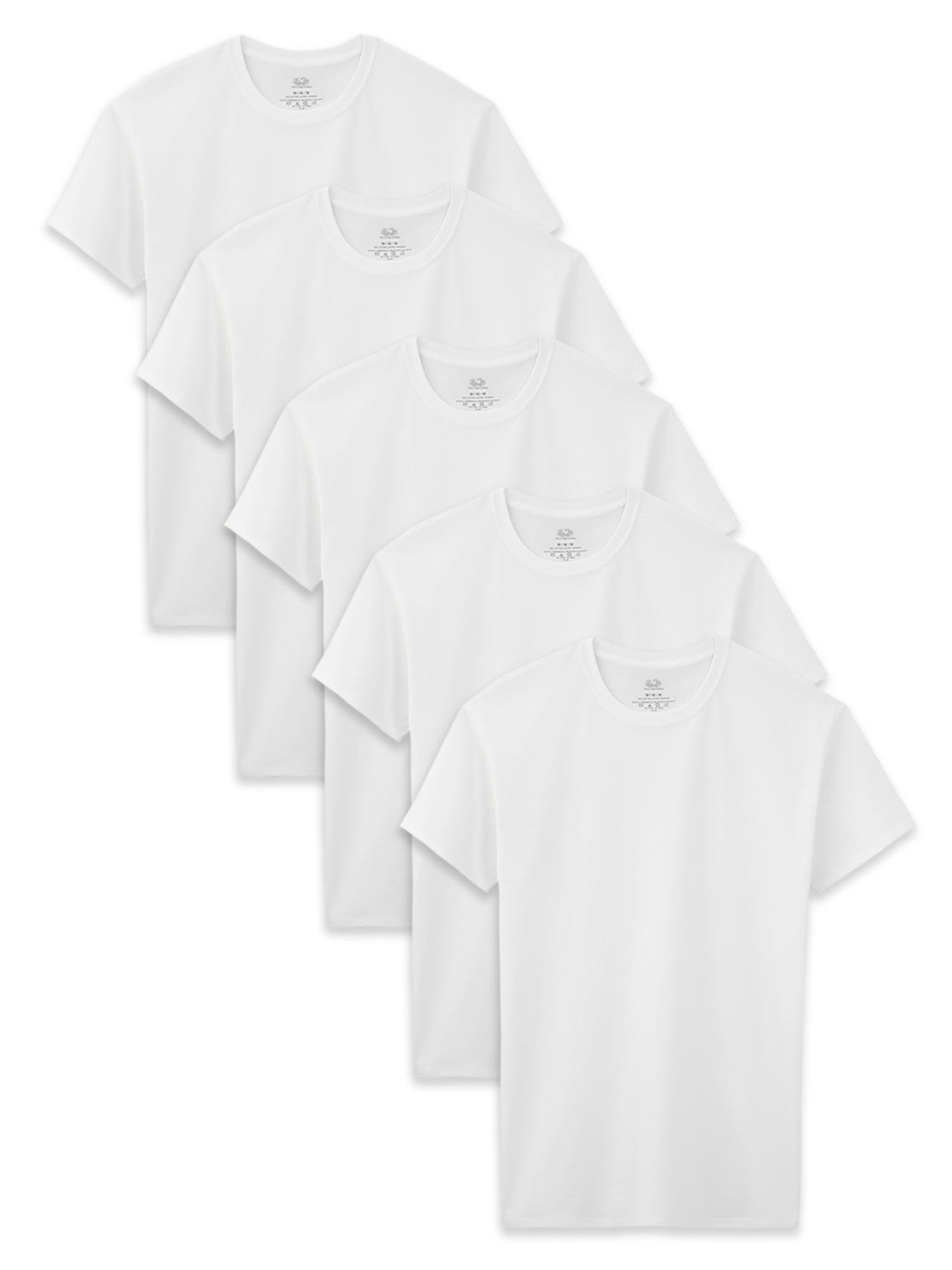 Fruit of the Loom Classic White Crew Undershirts, 5-Pack (Husky ...