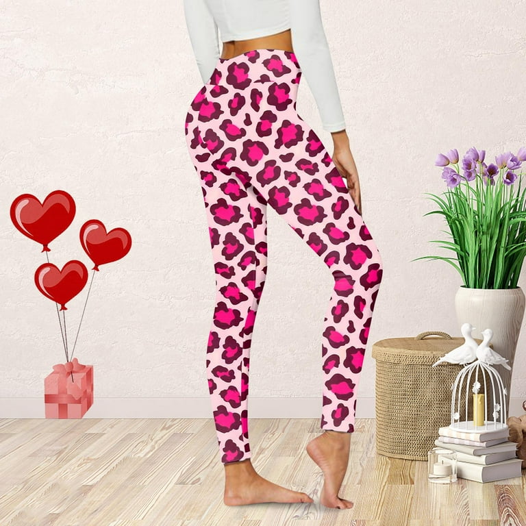 huaai womens leggings valentine day cute print casual comfortable home  leggings boot pants womens casual jogger pants pink m