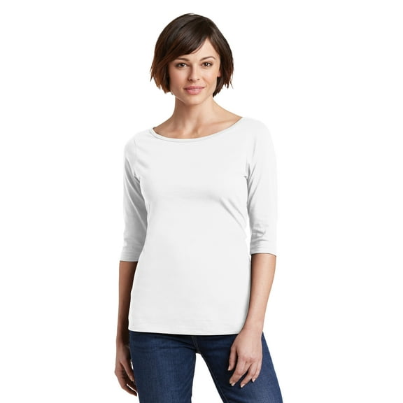 JustBlanks Women’s Perfect Weight 3/4-Sleeve Tee Comfortable Polished Look 100% combed ring spun cotton Scoop Neck T-Shirt for Women - Bright White - 4X-Large