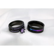 Matching Rings Couple Rings Black Gold Plated 1CT Purple Cz Women Wedding Ring Sets