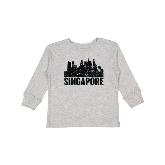 Inktastic Singapore City Skyline with Grunge Boys or Girls Long Sleeve Toddler T-Shirt