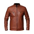 thumbnail image 1 of Brown Leather Cafe Racer Jacket With Panel Stitching Mens Brown Leather Motorcycle Jacket Brown Leather Jacket Biker Brown Motorcycle Jacket size L, 1 of 5