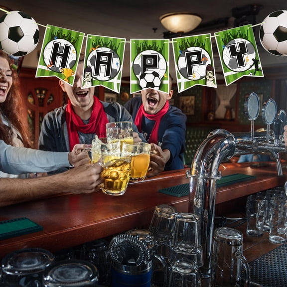 BESTYASH Multi Color Paper Football Banner Decoration for Soccer Themed Birthday Party Decor