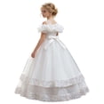 thumbnail image 6 of JAJAHO Flower Girl Dress For Wedding Off The Shoulder Sparkly Sequin Mesh Layered Short Sleeve Tutu Party Dress Glitter Maxi Formal Gown For Kids 4-14Y, 6 of 8