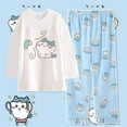 thumbnail image 4 of Anime Cartoon Chiikawa Usagi Sleepwear Y2K Spring Autumn New Women's Pure Cotton Round Neck Long Sleeved Home Suit Set Gifts, 4 of 15