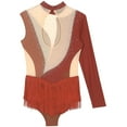 thumbnail image 6 of Zaldita Figure Skating Dress Women Sparkling Rhinestone Fringed Leotard Dance Performance Competition Brown XXL, 6 of 7