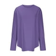 thumbnail image 6 of Aboser Womens Casual Long Sleeve Shirts Trendy Crew Neck Shirt Tops Loose Fit Plain Tshirts Comfortable Soft Classic Shirts Solid Color Pullover Top Purple L, 6 of 7