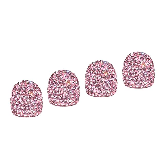4x cubierta de válvula de neumático de diamantes de imitación para coche, tapas de aire brillantes de diamante, accesorios para automóviles Rosado Sharpla Tapa del tallo de la válvula del neumático del diamante de imitación