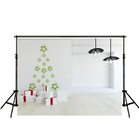 Image of GreenDecor White Backdrop Green Litter Star Background Cloth for Photography 7x5ft Christmas Photo Sign Props