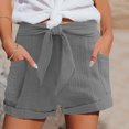 thumbnail image 2 of Lenpel Women's Casual Shorts Elastic High Waisted Tie Front Pleated Comfy Shorts Summer Beach Vacation Shorts with Pockets, 2 of 5