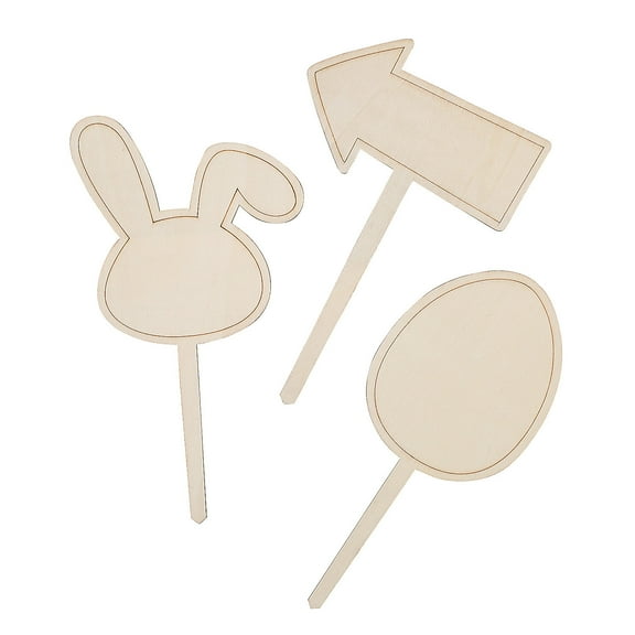DIY 3D Unfinished Wood Easter Egg Hunt Signs - 3 Pc.