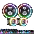 thumbnail image 1 of Faro de coche Faros delanteros LED de 7 pulgadas y luces antiniebla de 4 pulgadas, kit de faros delanteros redondos y luces antiniebla con haz alto/bajo DRL de repuesto para Jeep Wrangler JK Dodge Chr, 1 of 8