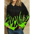 thumbnail image 2 of Gvmfive Women Hoodie V Neck Sweatshirt Pullover Long Sleeve Flame Print Tunic Blouse Tops with Drawstring, 2 of 4