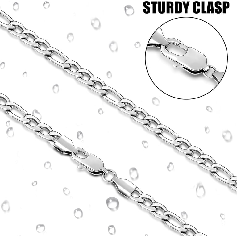 Figaro Chains for Men Women, Silver Tone Mens Chain Necklaces