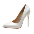 thumbnail image 1 of Zapatos de tacón alto rojo para mujer, calzado Sexy con punta estrecha de 12cm, para vestido de novia, Color negro Nude, Fondo de goma roja, 1 of 5