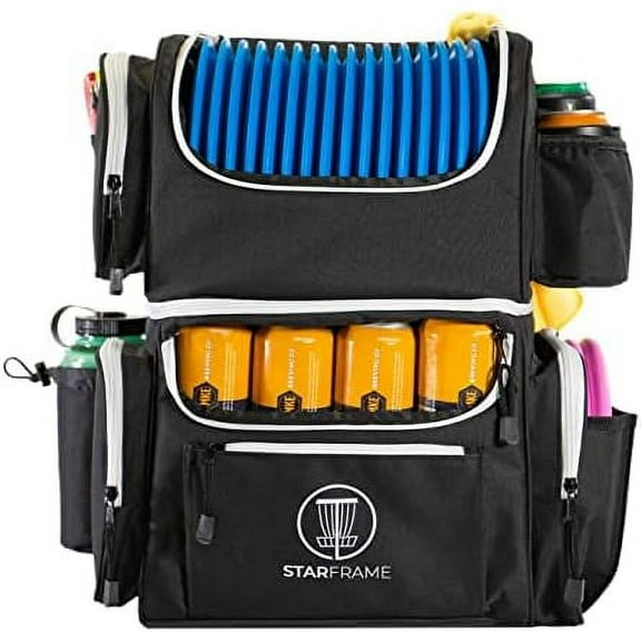 Brick 2.  Golf Bag With Cooler | Large Insulated Built-in Cooler with 24-Can Capacity | 16- flying disc Golf Backpack | Light Durable Black  Golf Bag | Huge Storage & Putter Pocket