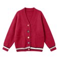 thumbnail image 6 of PBFRDSJ Women's Knit Cardigan Sweaters Contrast Striped V Neck Colorful Button Open Front Sweater Long Sleeve Knit Outerwear with Pockets Free Sizes, 6 of 6