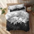 thumbnail image 2 of Graffiti Black White Texture Full Size Comforter Set, Dappled Paint Art Decoration Bedding for All Seasons, 4 Pcs Bed Set, 1Quiltcover (86"x86") ,1Sheet(80"x116"), 2Pillowcases (30"x20"), 2 of 12