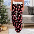 thumbnail image 2 of Pantalones navideños para mujer, pantalones de chándal de pierna ancha con cintura elástica de talla grande para invierno, pantalones holgados con cordón y copos de nieve de alce de Navidad Fridja  hfkajh100021, 2 of 6