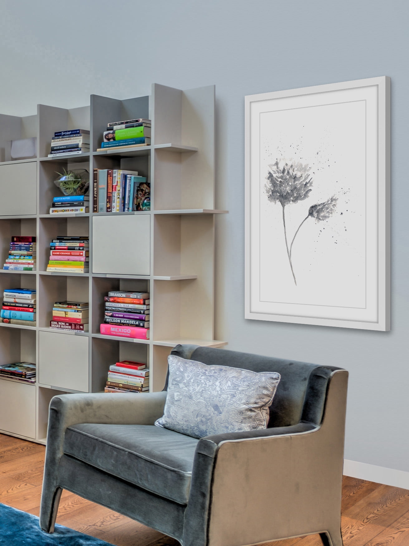 "Black and White Peony" Framed Painting Print