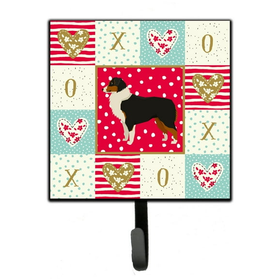 Carolines Treasures CK5906SH4 Australian Shepherd Love Leash or Key Holder Single Hook multicolor