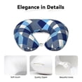 thumbnail image 4 of U-Shaped Pillow 11.8×9.8in With Pillow Core Comfortable Soft Invisible Zipper For Daily Travel Driving Office Argyle Plaid Deepskyblue_1, 4 of 8