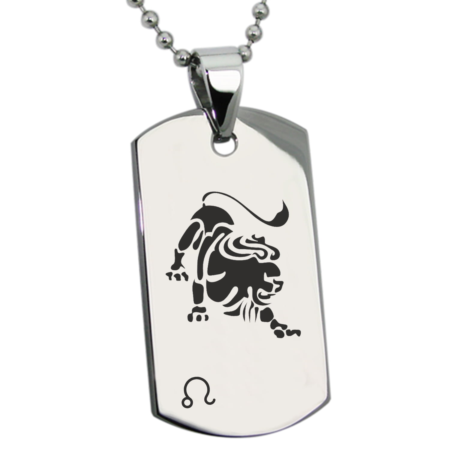 Stainless Steel Leo Astrology Zodiac Sign Engraved Dog Tag Pendant