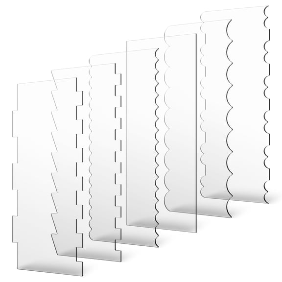 6-Piece Clear Acrylic Icing Smoother Set, Cake Scraper and Tall Buttercream Comb, Frosting Edge Tool for Decorating