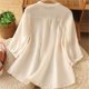 thumbnail image 4 of Camisas de Color Sólido para las Mujeres de Manga Larga Botón Abajo Cuello Casual Blusa Suave, 4 of 7