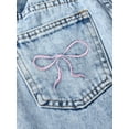 thumbnail image 5 of OYYN Girls High Waist Flare Jeans 7-14Y Bow Embroidery Back Pocket Light Wash Bell Bottom Denim Pants, 5 of 7