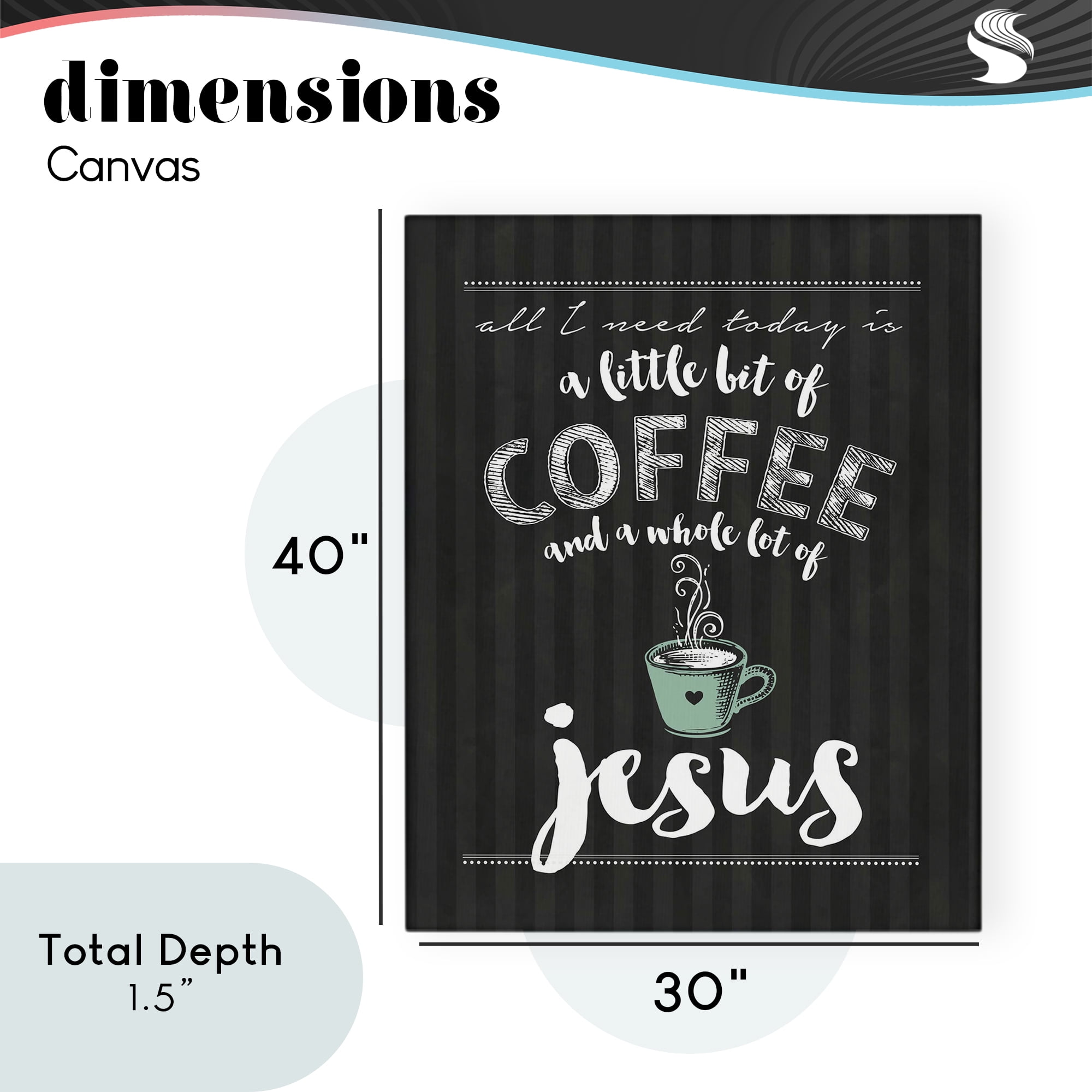 Little Coffee & Whole Lot Of Jesus Canvas Wall Art, design by Lettered and Lined